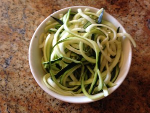 zucchini spiralizized into pasta